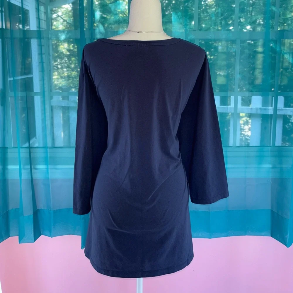 Attitudes by Renee Navy Blue Asymmetrical V-Neck Long Sleeve Tunic Top Size 4X - Picture 3 of 5